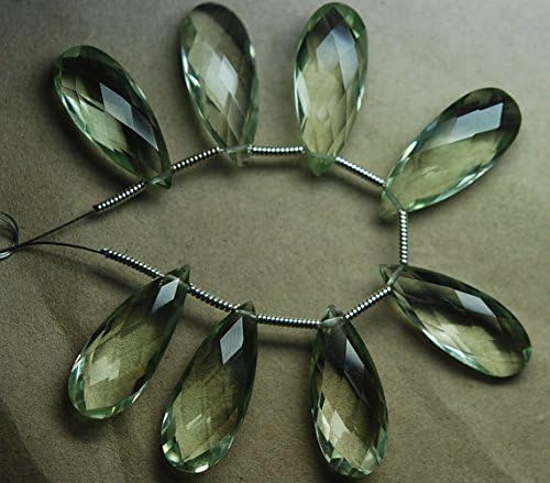 5 match pair, super rare green amethyst faceted extra large long pear briolettes calibrated size 8x20mm