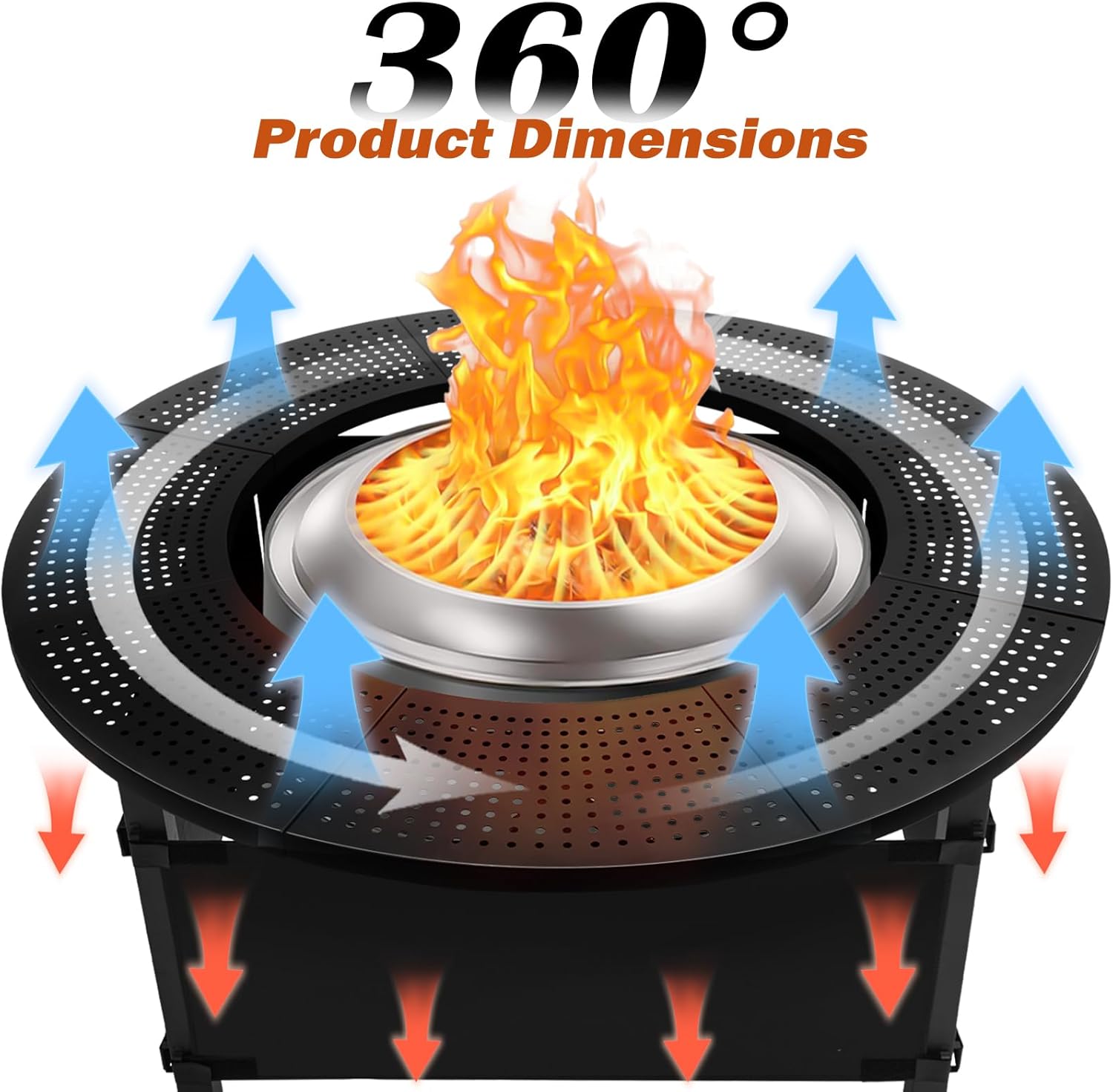 47.8 Inch Fire Pit Surround Tabletop forSolo Stove Yukon 2.0,Powder-Coated Steel Table Top with 30.2 Inch Inner Diameter,Outdoor Fire Pit Accessory for Wood Burning