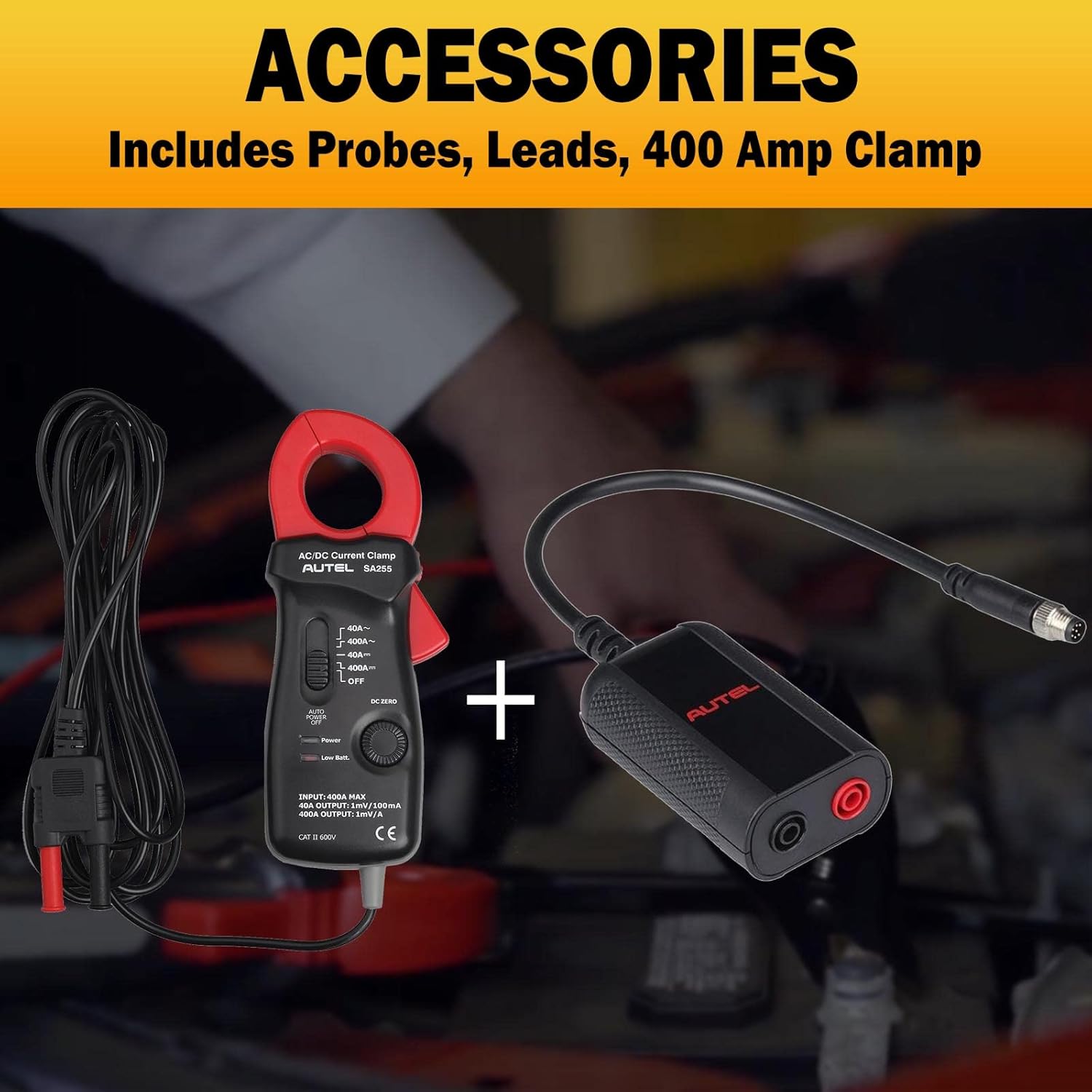 Autel Battery Tester Accessory Kit Autel BTAK Include Digital Multimeter and Current Clamp Compatible with MaxiBAS BT608/BT609 Battery Analysis Tools Measures Voltage Current and Resistance