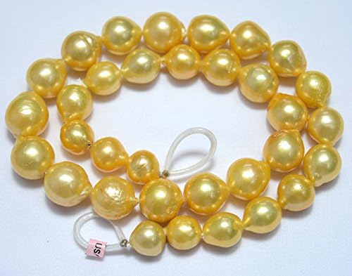 Freshwater Round Pearls, Yellow Golden, Natural Pearl Necklace, Loose Beads 10-13.5mm Approx, 17 Inch Full Strand