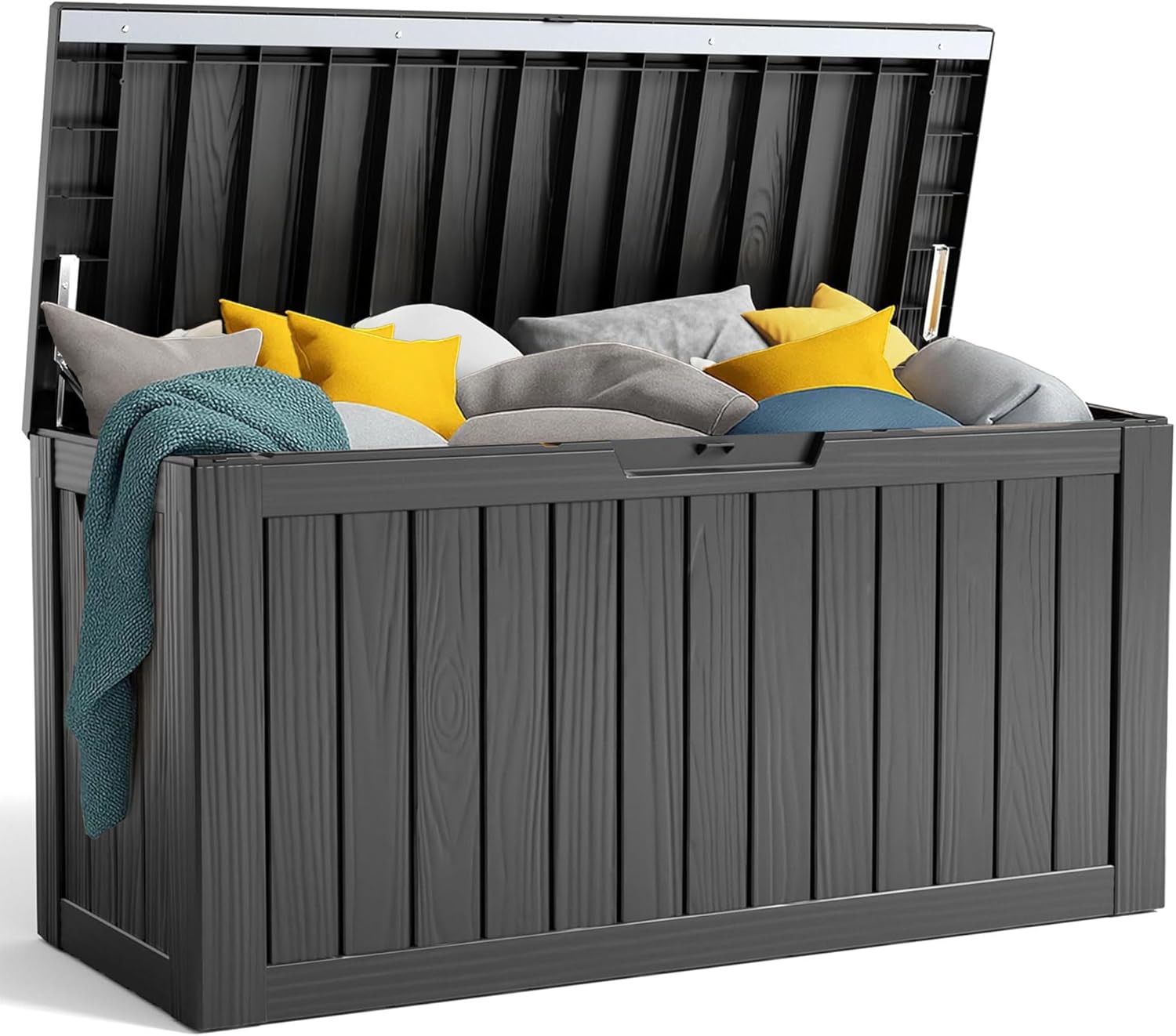 80 Gallon Resin Deck Box, Lockable Outdoor Storage Box for Patio Cushions Storage Furniture,Garden Tools, Pool Supplies, Weatherproof and UV Resistant (Black)