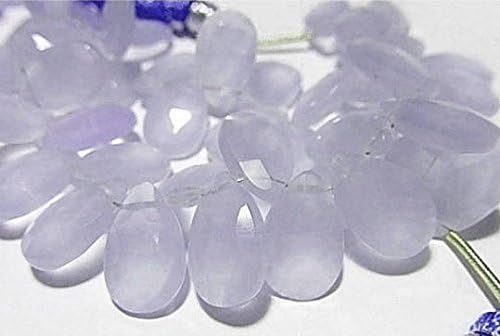 Chalcedony Gemstone. Semi Precious Gemstone Bead. Faceted Blue Lavender Pear Briolette. 12-14mm 10 pcs