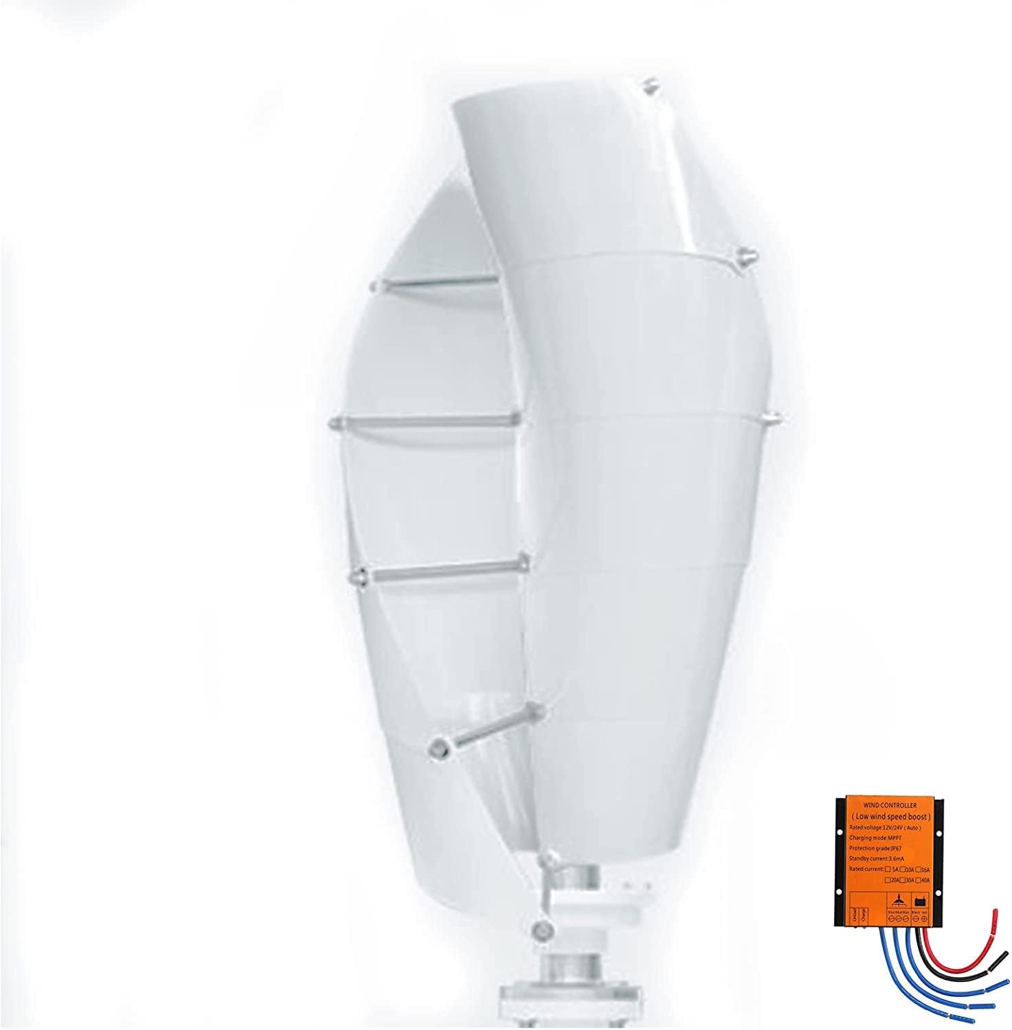 LiuSj JUnSt White Low Noise Wind Turbine,9000W AC Spiral Vertical Wind Power Generator for Home Factory Use (2 Blades)