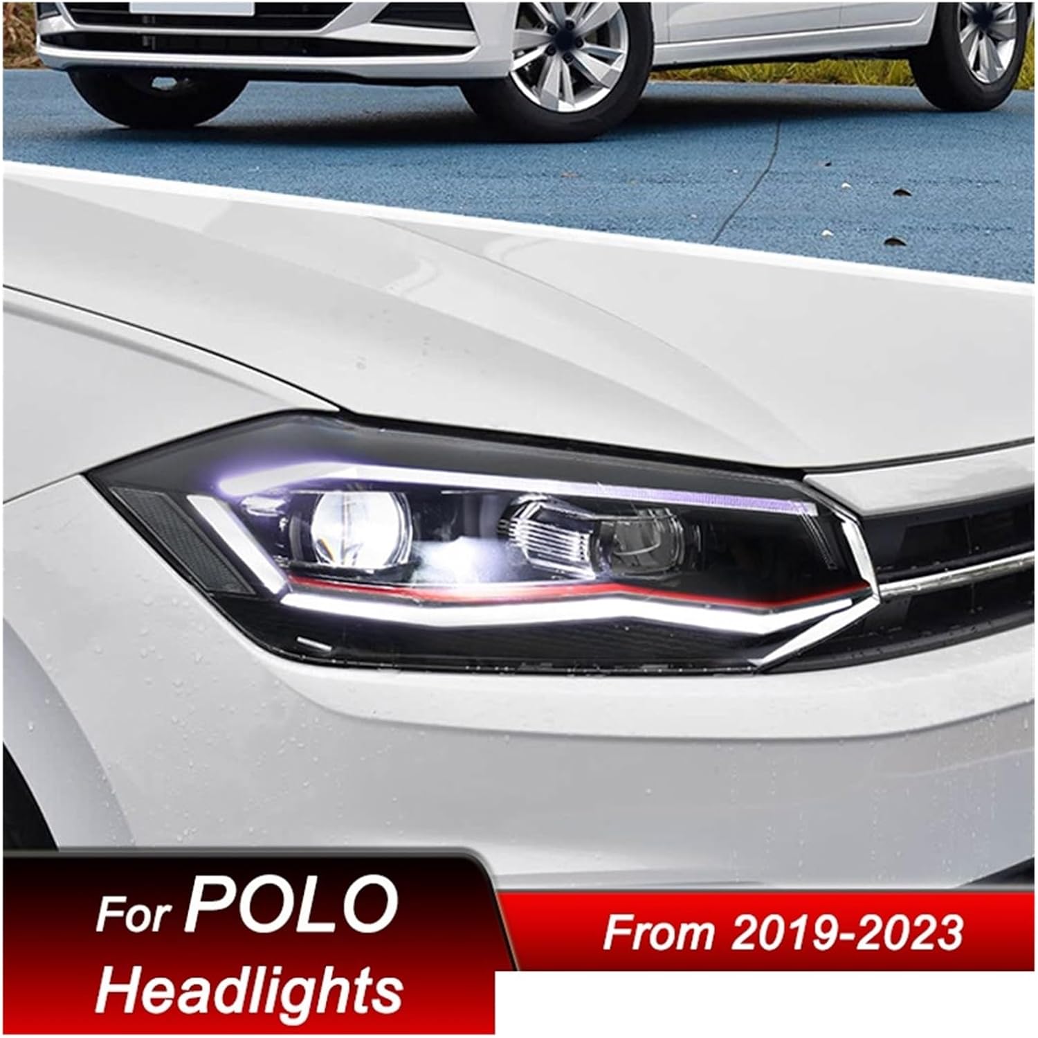 Car Headlights Compatible For VW POLO GTI 19-22 Style LED Auto Headlamp Assembly Upgrade Configure Projector Lens Accessories Kit(Silver)