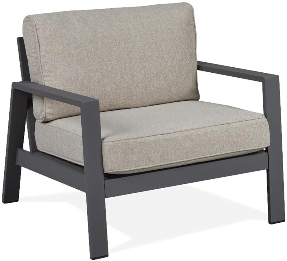 Home Square Set of 3 Propane Fire Pit Table & Chair & 2-Seat Sofa with Cushions