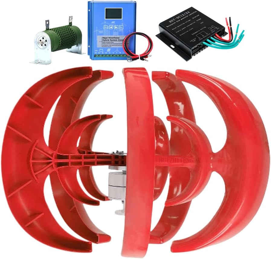 12V 24V 48V 220V Noiseless Wind Turbine Generator Kit W/Controller,Automatically Wind Speed 5000W Lantern Wind Power Generator for Home, Boats, Gazebos,220v