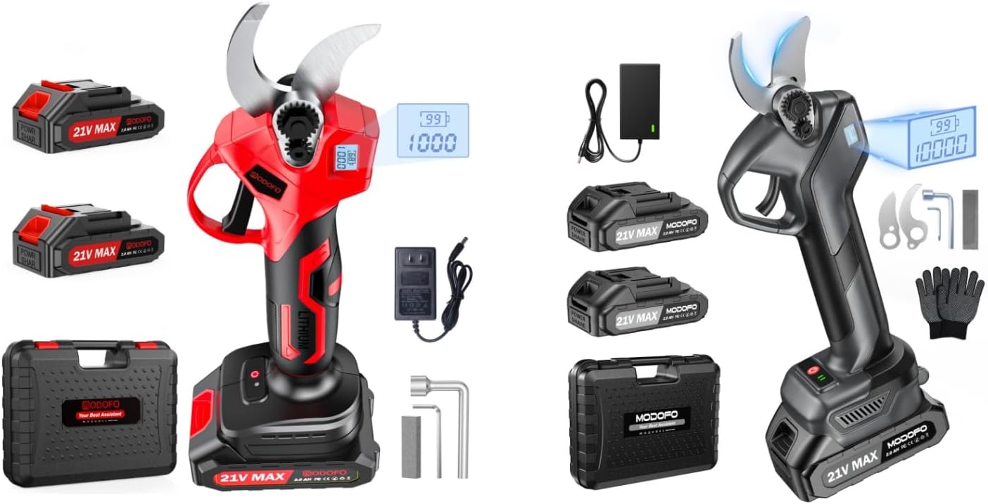 2 Pack Electric Pruning Shears Cordless with LCD - 1.4