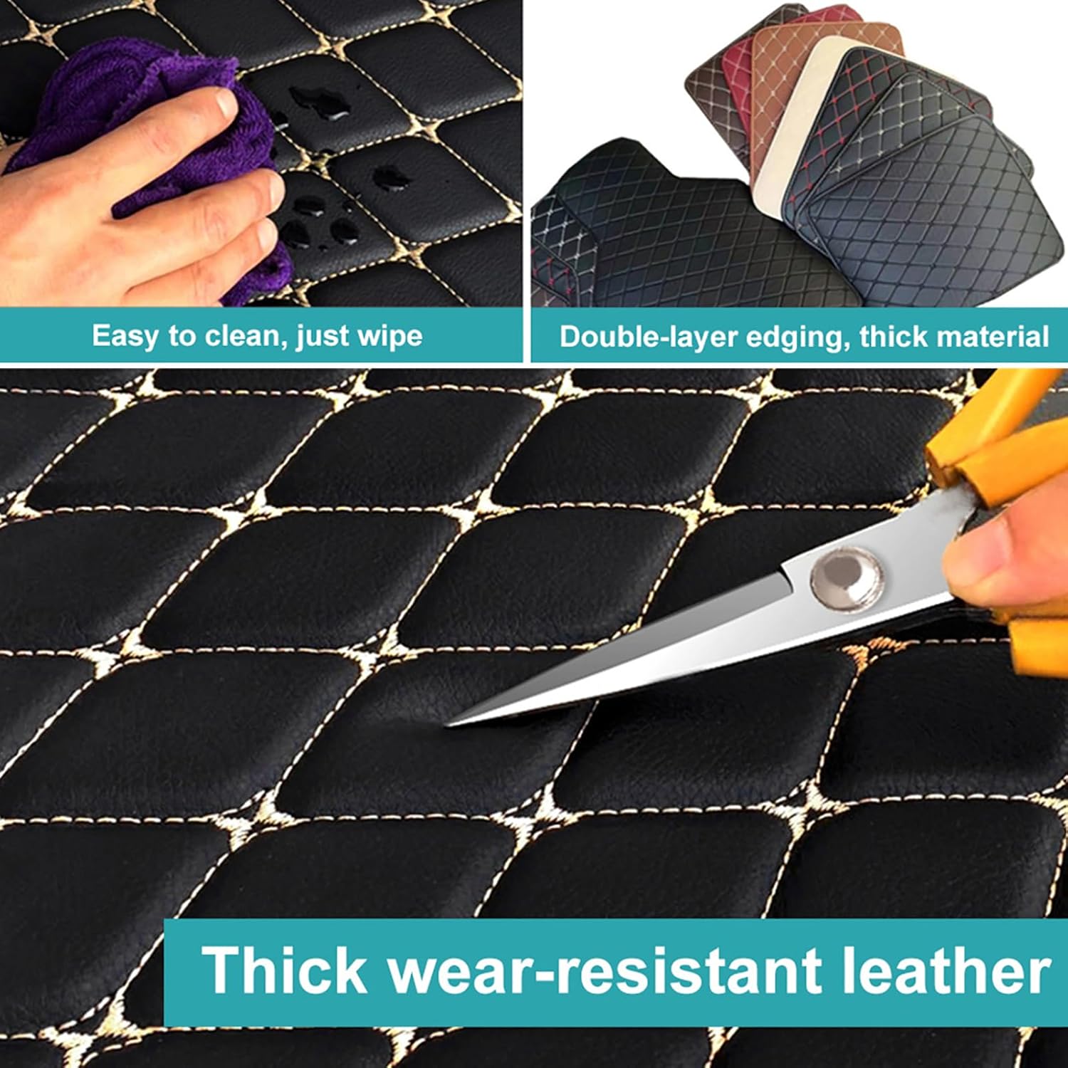 4 Pcs Leather Car Floor Mats for BMW i8 2014 2015 2016 2017 2018-2020, Custom Front Rear Row Foot Pads Liners Waterproof Anti-Slip Carpet Protection Interior Accessories,C/Black-Beige