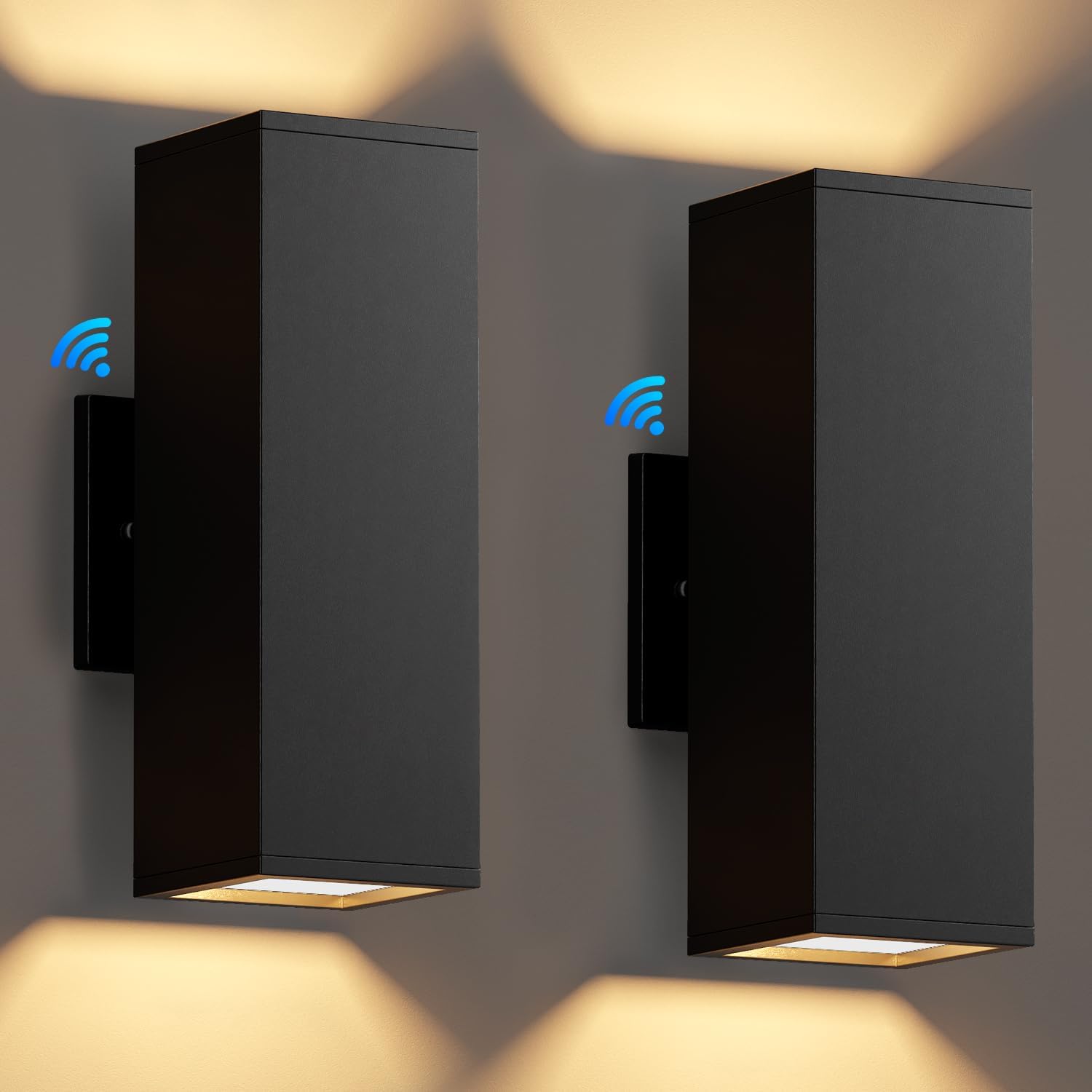 SHIMR Dusk to Dawn Outdoor Lighting 2 Pack, Modern Exterior Lighting Fixtures Wall Mount with E26 Base, Aluminum Anti-Rust Outdoor Sconce Lights Up and Down Outside Lights for House Porch Garage