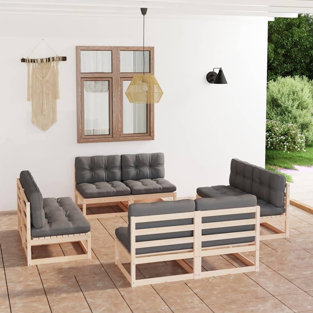 8 Piece Patio Lounge Set with Cushions Solid Wood Pine,Modular Patio Lounge Set with Cushions: for Relaxation and Outdoor Enjoyment Patio Furniture, Outdoor Furniture Sets