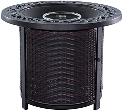 Round Firepit Table with Wicker Base