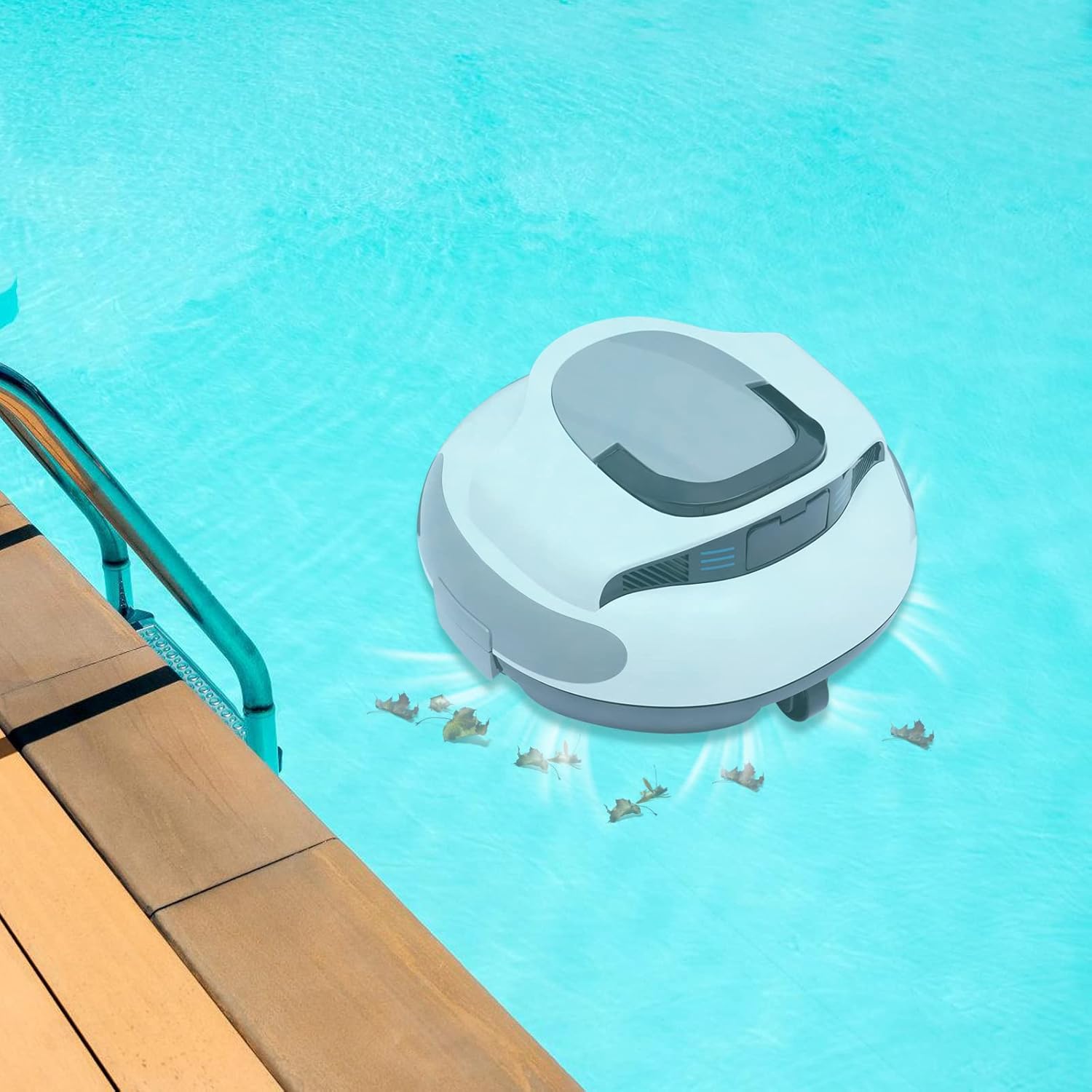 CNCEST 75 Min Cordless Robotic Pool Vacuum Cleaner, Dual Brushless Motor Ipx8 Waterproof Pool Automatic Cleaner for Flat Bottom Pools Above and Below Ground