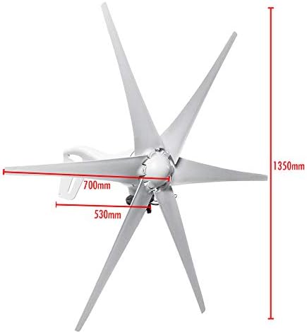 5000W 6 Blades Horizontal Wind Turbine Generator 12V/24V Wind Turbine Generator Windmill Energy Turbin Charge for Home Camping,24v
