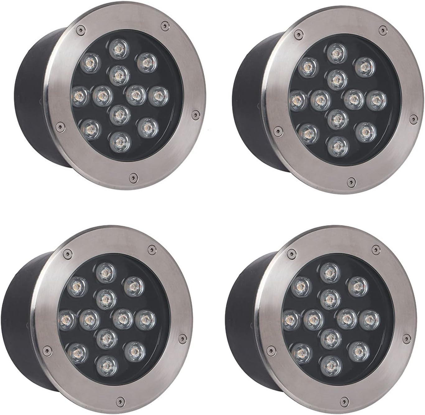 Outdoor Buried Lights LED Ground Lights Garden Underground Light IP65 Waterproof Recessed Well Lighting for Garden, Pathway, Patio, Landscape Lighting, 4 Pack (Blue 36W)