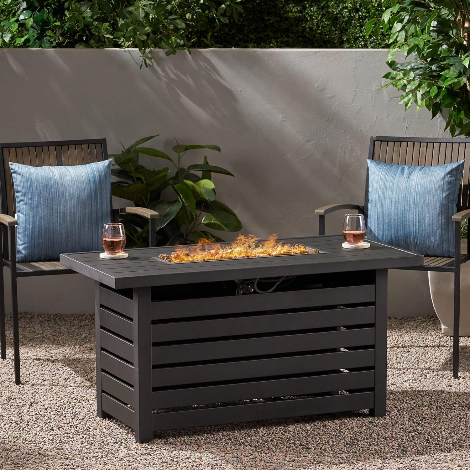 Misc Iron Rectangular Fire Pit by Black Rectangle