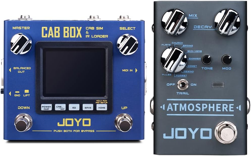 JOYO R-08 Cab Box Cabinet Modeling Power-amp Simulation Bundle with R-14 Atmosphere Reverb Pedal for Electric Guitar