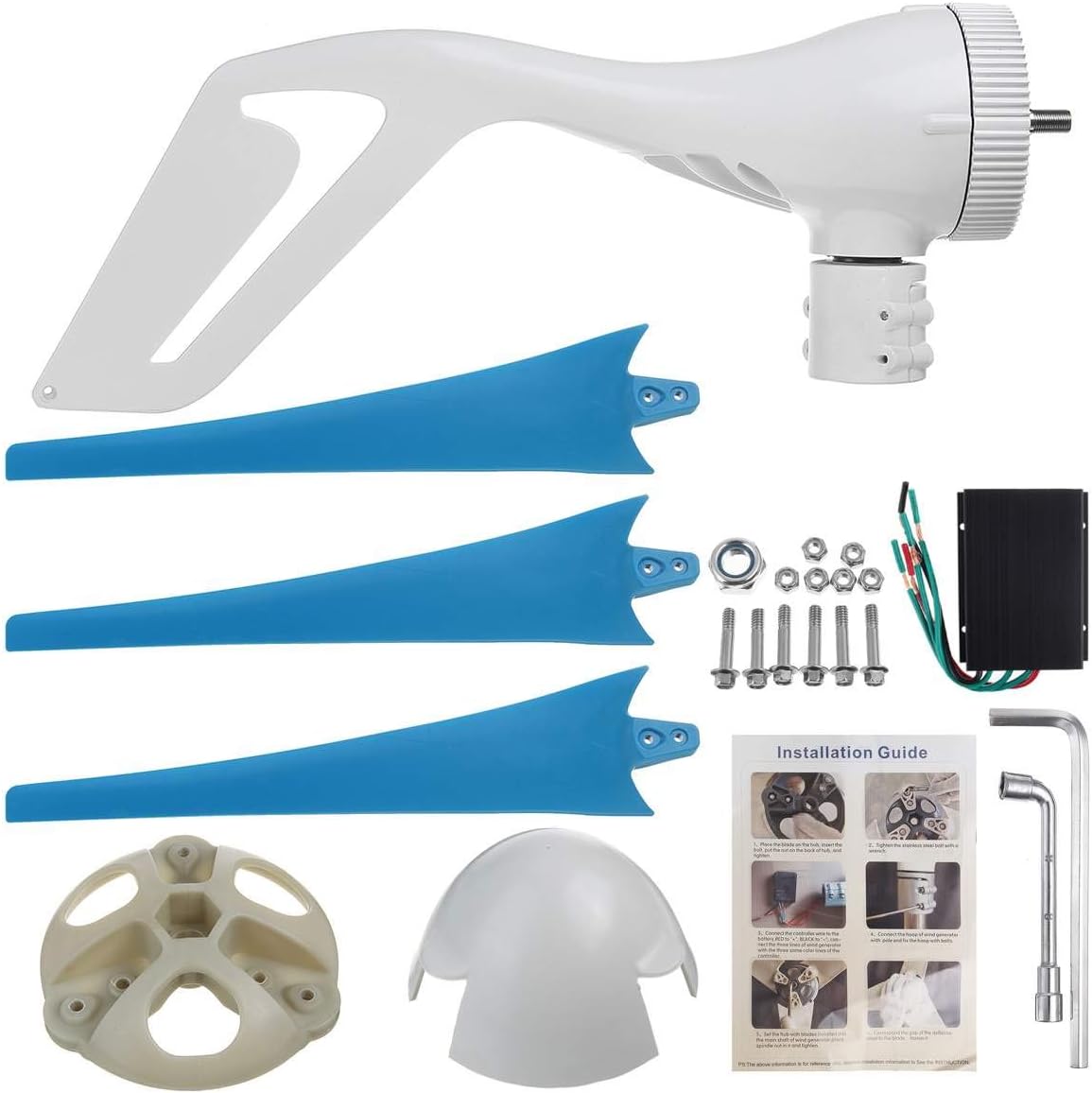 9000W S2 Hoop Type Wind Turbine Generator 3Blade 12V/24V Wind Turbine Generator Kit+Charge Controller Windmill Energy,24v