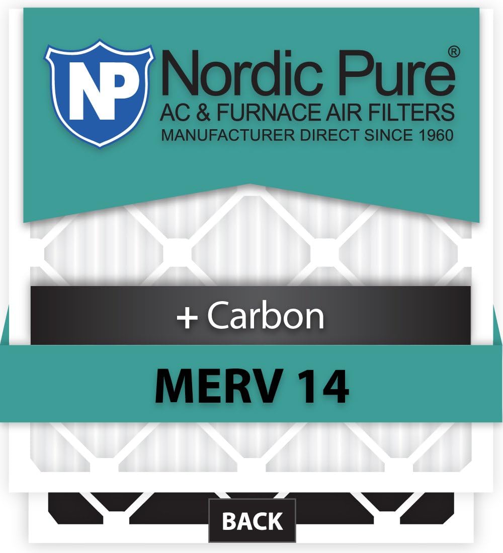 Nordic Pure 15x25x1ExactCustomM14+C-6 MERV 14 + Carbon AC Furnace Filters, 15 x 25 x 3/4 (15 x 25 x 0.75), 6 Piece