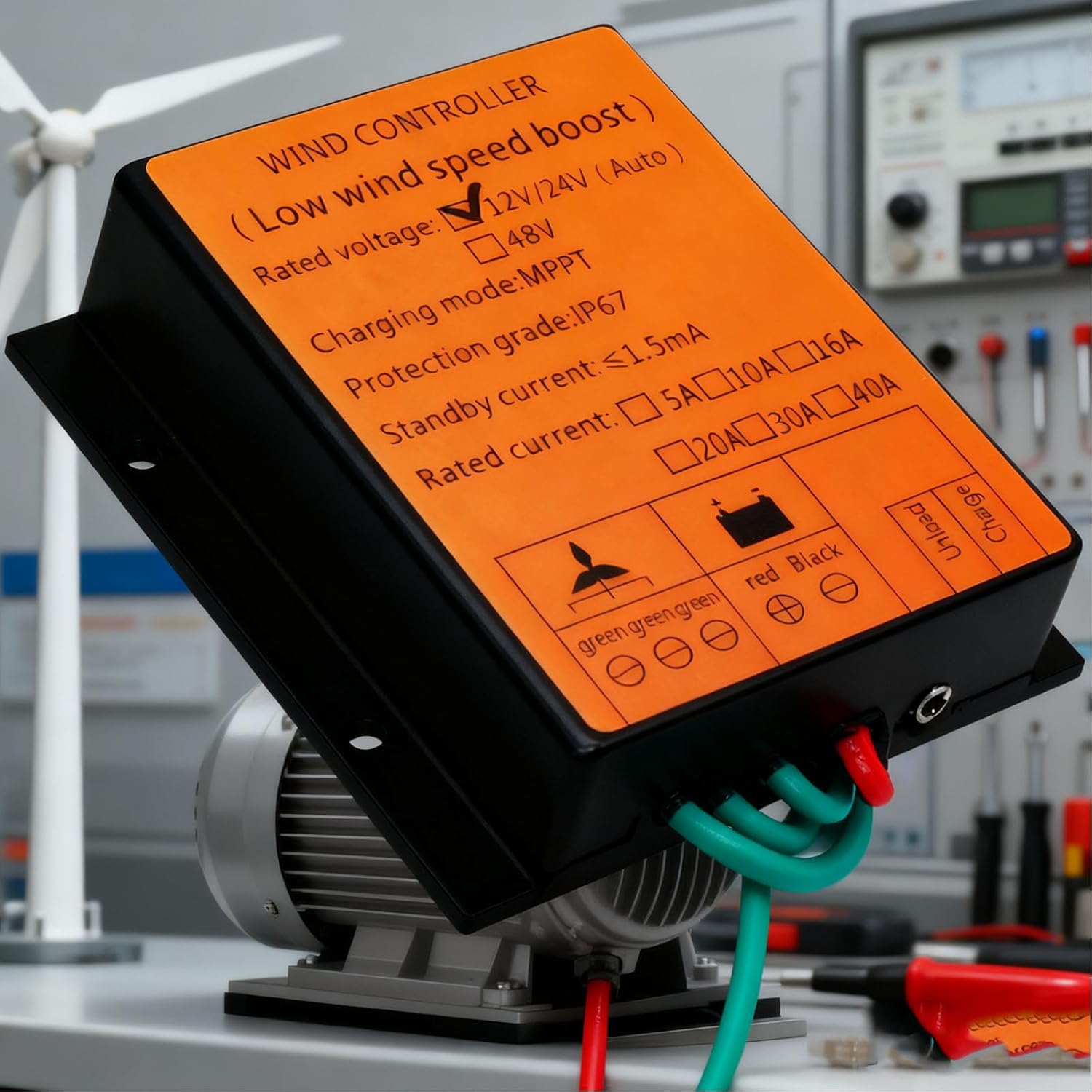 15000W Wind Turbine Charge Controller 12V 24V 48V Auto MPPT Low Wind Speed Boost IP67 Wind Regulator for Wind Power System Battery Charging (Yellow),Yellow,48V