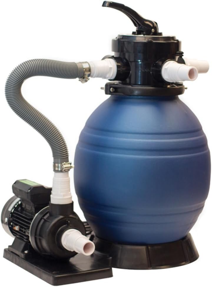 Rx Clear 12-Inch Above Ground Pool Sand Filter System | 1/2 HP Pump | 42 lb Sand Capacity | Fits Pools Up to 5,200 Gallons | Includes: Hoses, Clamps & Universal Fittings for Soft-Sided Swimming Pools