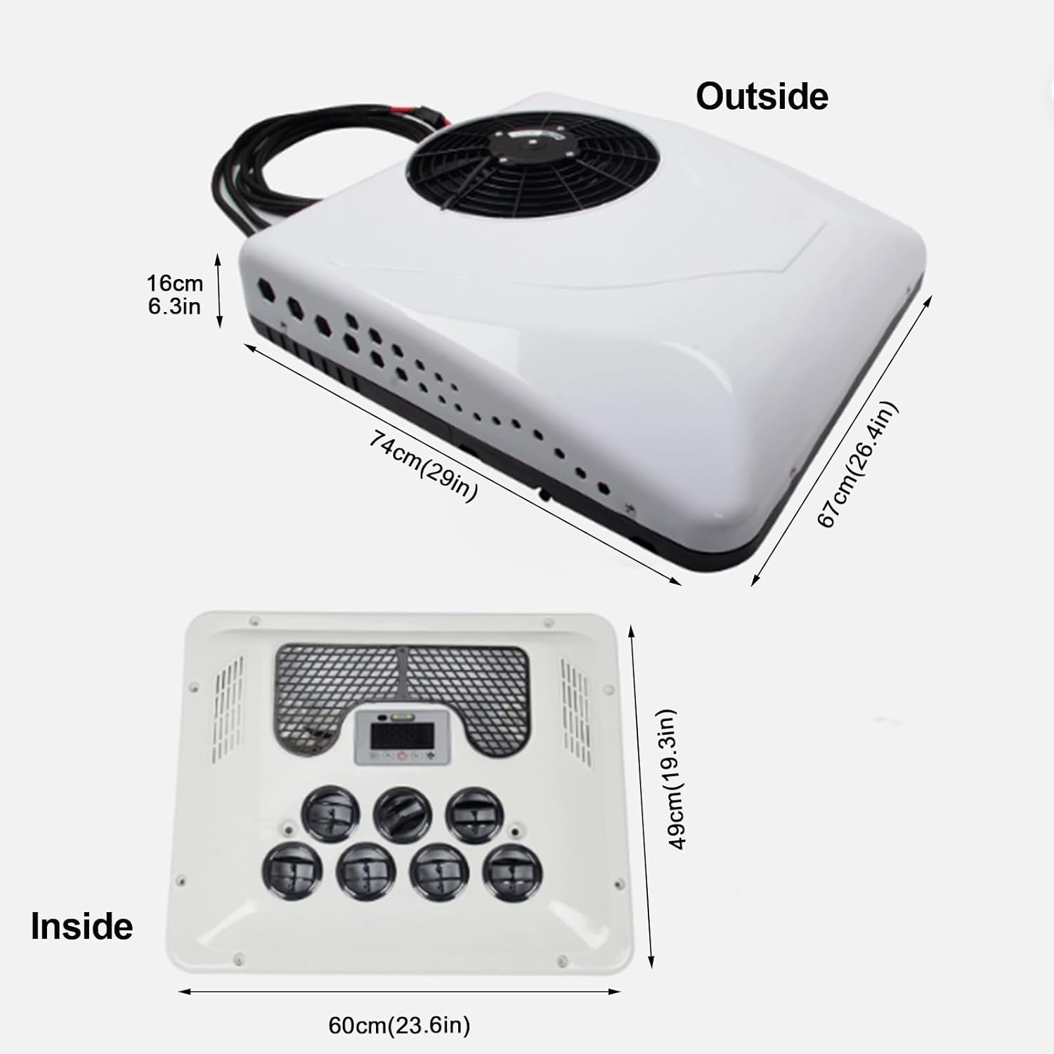 Rooftop 12V Air Conditioner for 15000BTU,Heating & Cooling,Universal Automotive Electric Split Air Conditioning 12Volt for Vans,RVs,Camping Vehicles