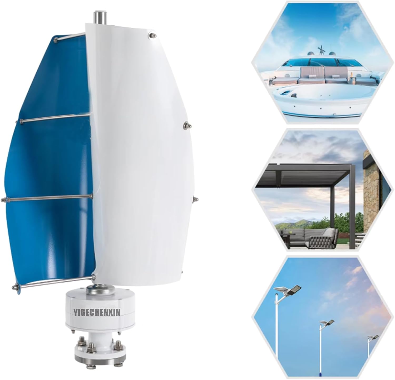 Vertical Wind Power Turbine Generator Kit, AC 12V/24V/48V/220V Portable Spiral Maglev Wind Turbine Generator W/Charge Controller for Outdoor Gardens(8000W)