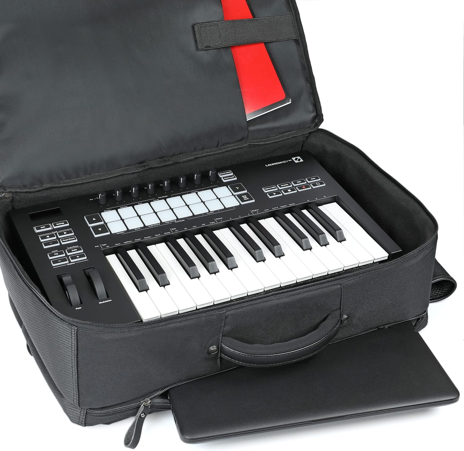 GOgroove MIDI Keyboard Backpack - MIDI Keyboard Case Compatible with Novation Launchkey 25 Key Keyboard, DJ Headphones, and More Studio Equipment with Customizable & Scratch Resistant Interior