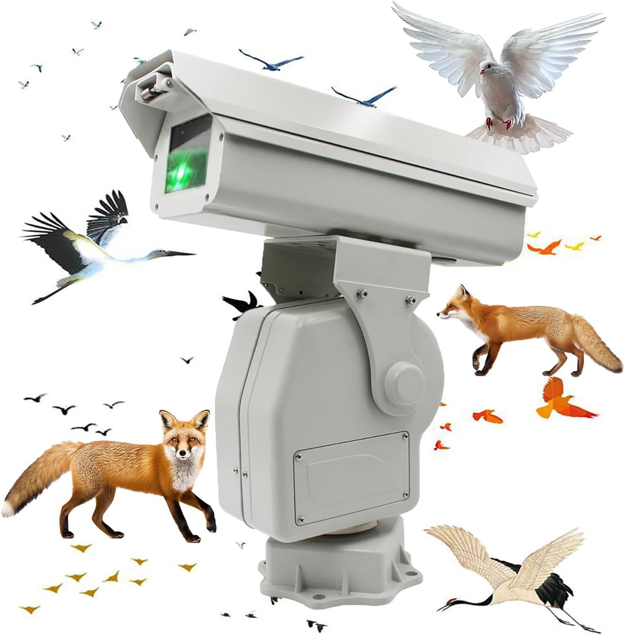 Automatic Bird Chaser, 360° Auto-Rotating Industrial Bird Scarer, 1w/2w Optional, Waterproof/Sun-Resistant, Multiple Groups Timed Cruise, for Birds, Animals A 1W