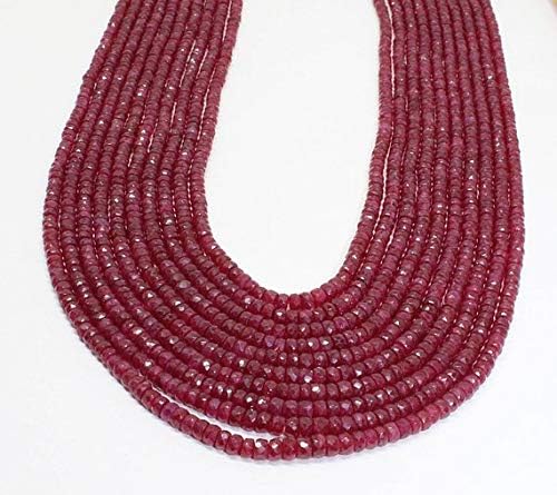 10 strand finest natural ruby faceted rondelles necklace/july birthstone necklace, ruby necklace,july birthstone