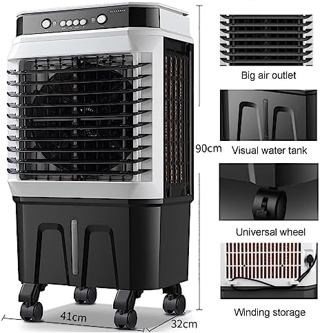 40L Evaporative Air Cooler, Portable Air Conditioner/Cooling Fan/Humidifier with 3 Modes/Speeds, 120°Oscillation, 4 Ice Packs for Outdoor Indoor Use (Color : Mechanical, Size : 41x32x90cm)
