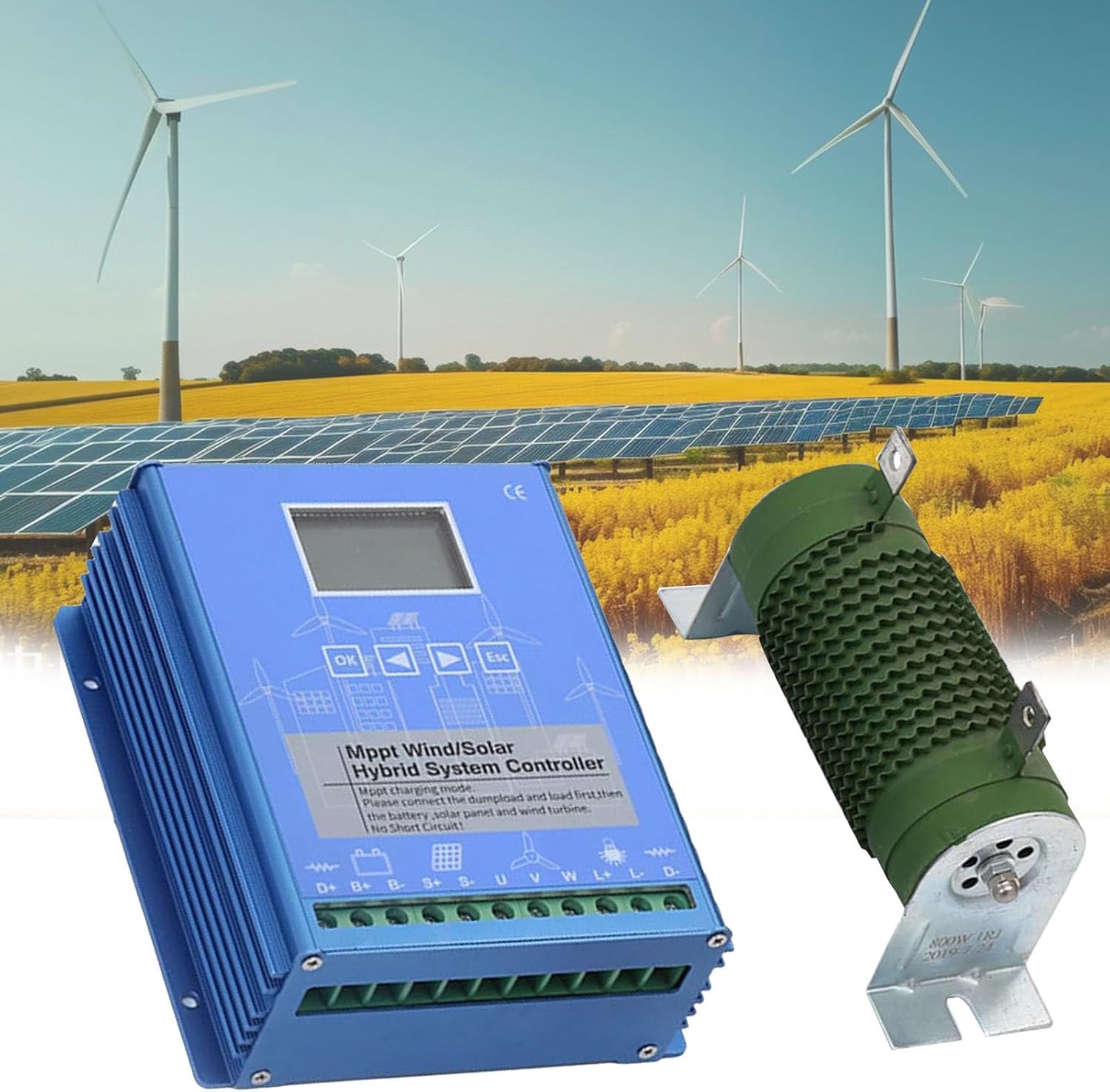 15000W,Wind Solar Hybrid Charge Controller,Hybrid Charge Controller,12V/24V/48V,Mppt Boost Charging with LCD Display and Dump Load,Automatic Controller for Home, Boat, Street Light 12V