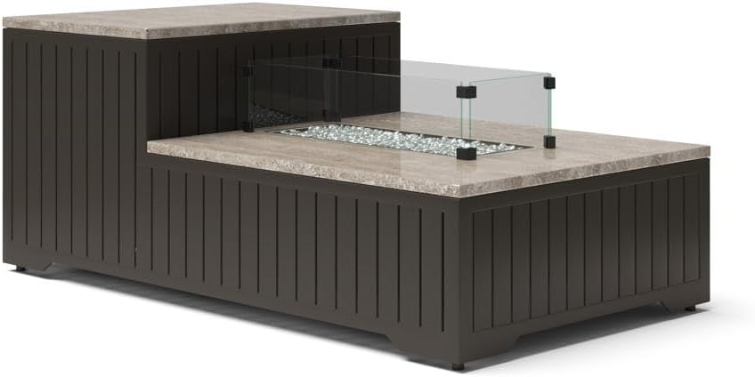 RST Brands Portofino Comfort 56x31 Stone Fire Pit Table - Gray