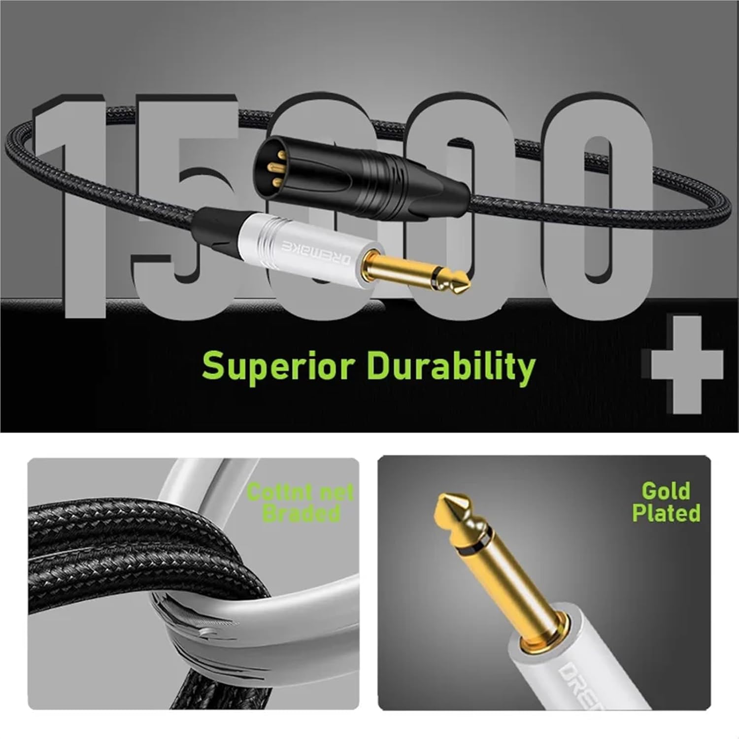 Unbalanced 6.35mm(1/4 inch) TS Mono to XLR Male Cable Gold Plated Quarter Inch to Male XLR Microphone Cable Interconnect Cable(1m)