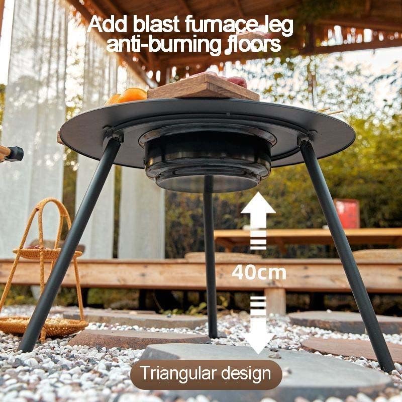 Charcoal Table Stove,Fire Pit Table, 58X58x46cm Multi-Function Outdoor Table with Grill Grate & Tray for Backyard, Patio, Camping - Tea Brewing, BBQ, Hot Pot, Warming