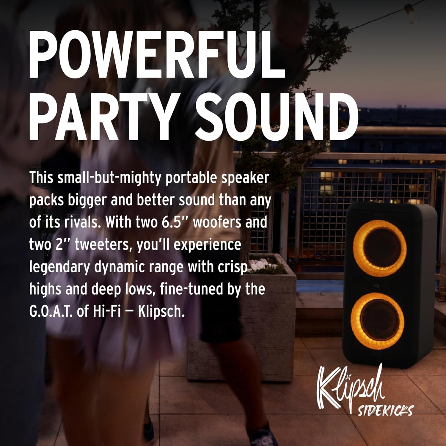 Klipsch Gig XXL, Black - Portable Wireless Bluetooth Speaker - Multiple Color Modes - Bass Boost - Two 6.5