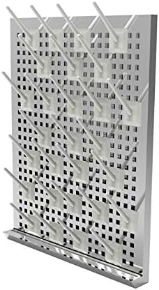 Stainless Steel 27 Pegs Lab Glassware Drying Rack, 304 Stainless Steel Board, Wall-Mount Laboratory Drying Draining Racks, Detachable Pegs for Laboratory Utensils (Grey)