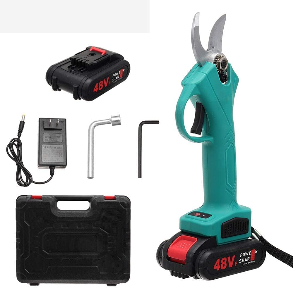 48V Cordless Pruner Electric Pruning Shear, Electric Efficient Tree Bonsai Pruning Branches Cutter 9700Lithium-Ion Battery,1 Charger