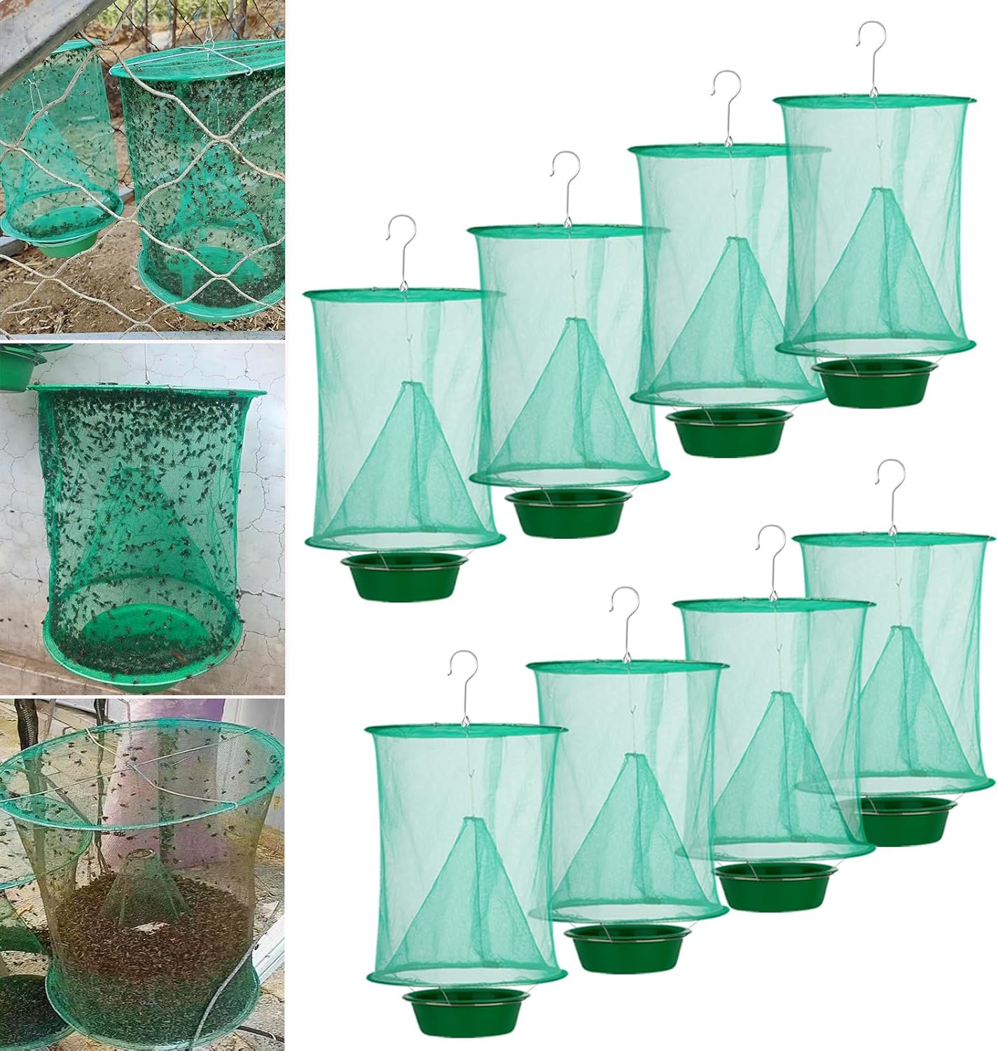 8 Packs Ranch Fly Trap - Fly Traps Outdoor Hanging 2024 Upgraded Fly Catcher,Stable Fly Trap Fly Bag Reusable Fly Traps Pest Fly Control for Family Farm Park Orchard Garden