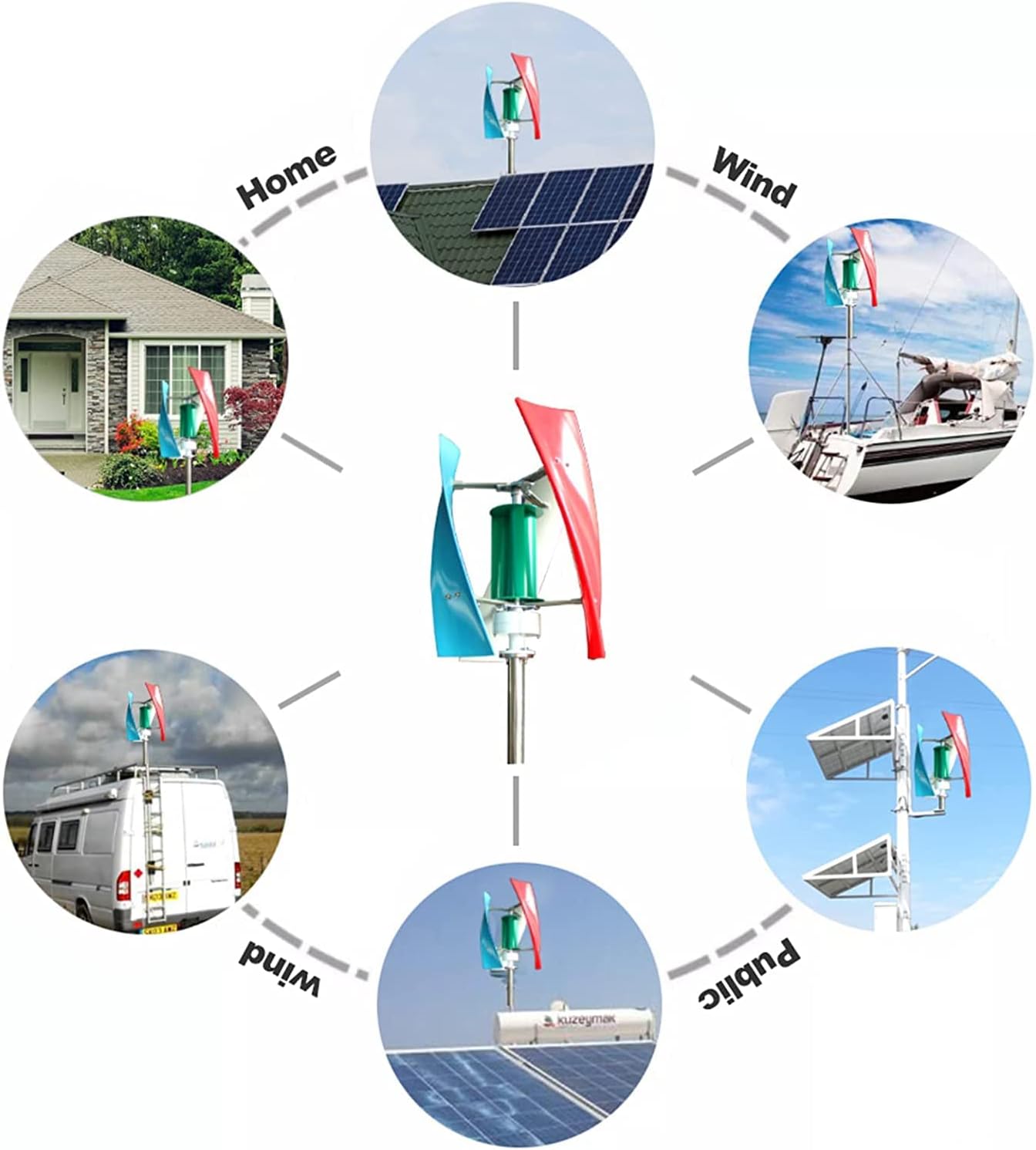 6000 W Home Vertical 3-Blade Wind Turbine 12 V 24 V 48 V AC Permanent Magnet Wind Turbine Suitable for Household Power Generation, Camping, Boat Use