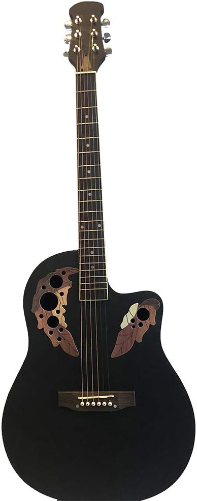 41 inch Cutaway Folk Guitar Spruce Panel Ballad Guitar 6 String Starter Kit w/Bag + Wrench (Black)