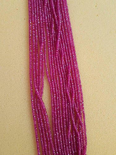 13 inch natural beads strand of 3mm faceted rondelle glass filled ruby gemstone beads for DIY jewelry - necklace, bracelet, earring, ring.