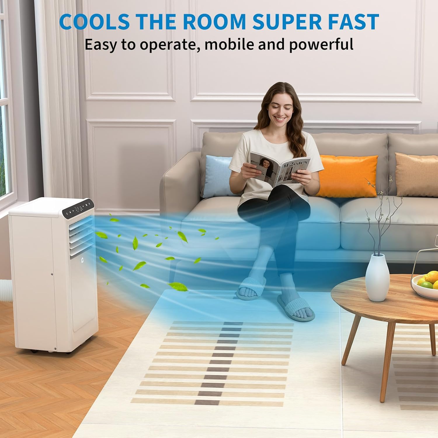 Portable Air Conditioner 8000 BTU, 3-in-1 AC Unit with Dehumidifier & Fan, Cools Rooms Up to 350 Sq.Ft, Remote Control, LED Display, Timer, Window Kit