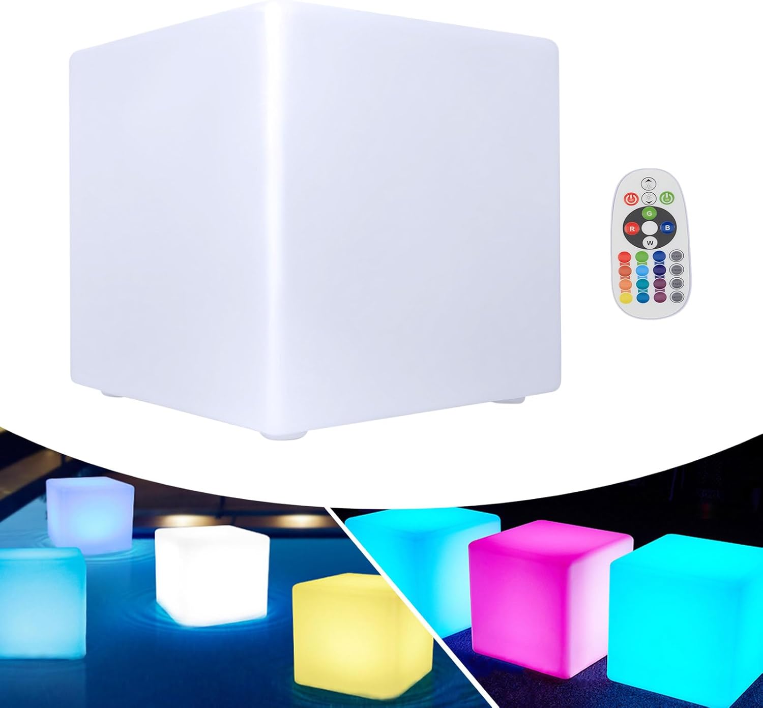 Rechargeable LED Cube Chair, 16 Colors Remote Conctrol Glow Furniture Stool Table with 4 Lighting Modes, LED Fun Seat Furniture Night Light for Home Outdoor Pool Bar Party Deco ﻿ (17 inch)