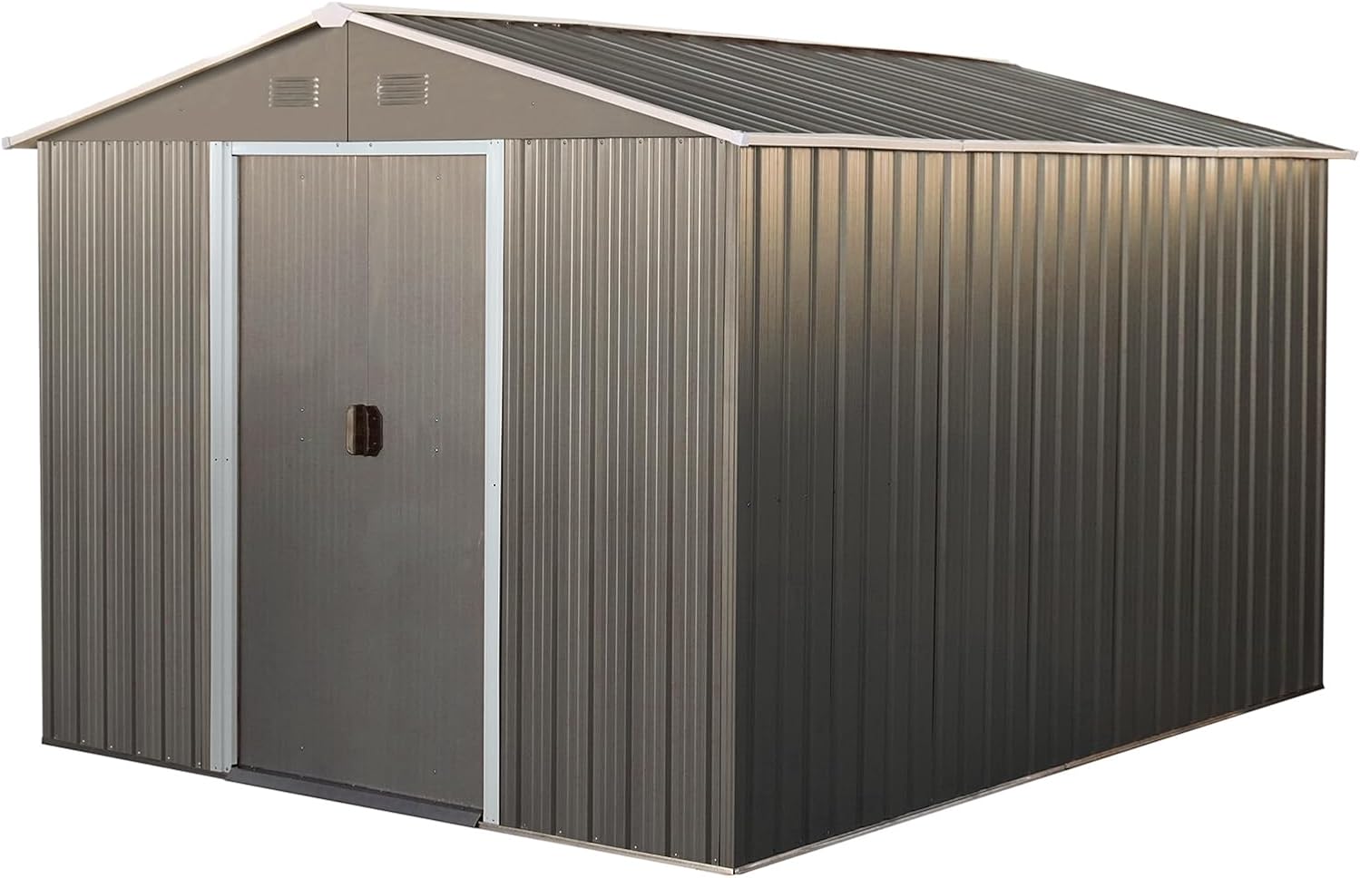 Ball & Cast 8x10 FT Outdoor Storage Shed,Metal Waterproof Garden Shed with Sliding Doors and Padlock,All Weather Heavy-Duty Tool Shed W/Vents, Foldable House for Garden Backyard,Lawn,Gray