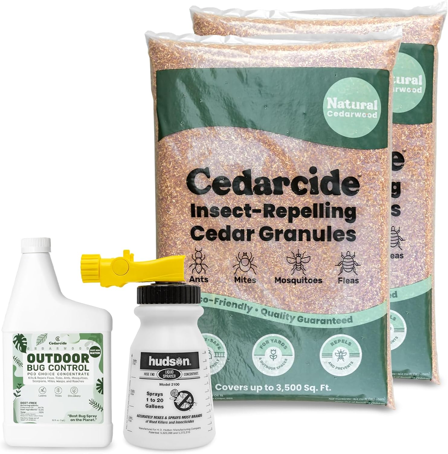Cedarcide Outdoor Lawn and Garden Kit (Medium) Includes PCO Choice Cedar Oil Bug Killing Concentrate Quart and Insect Repelling Granules Kills and Repels Fleas, Ants, Mites, & Mosquitoes
