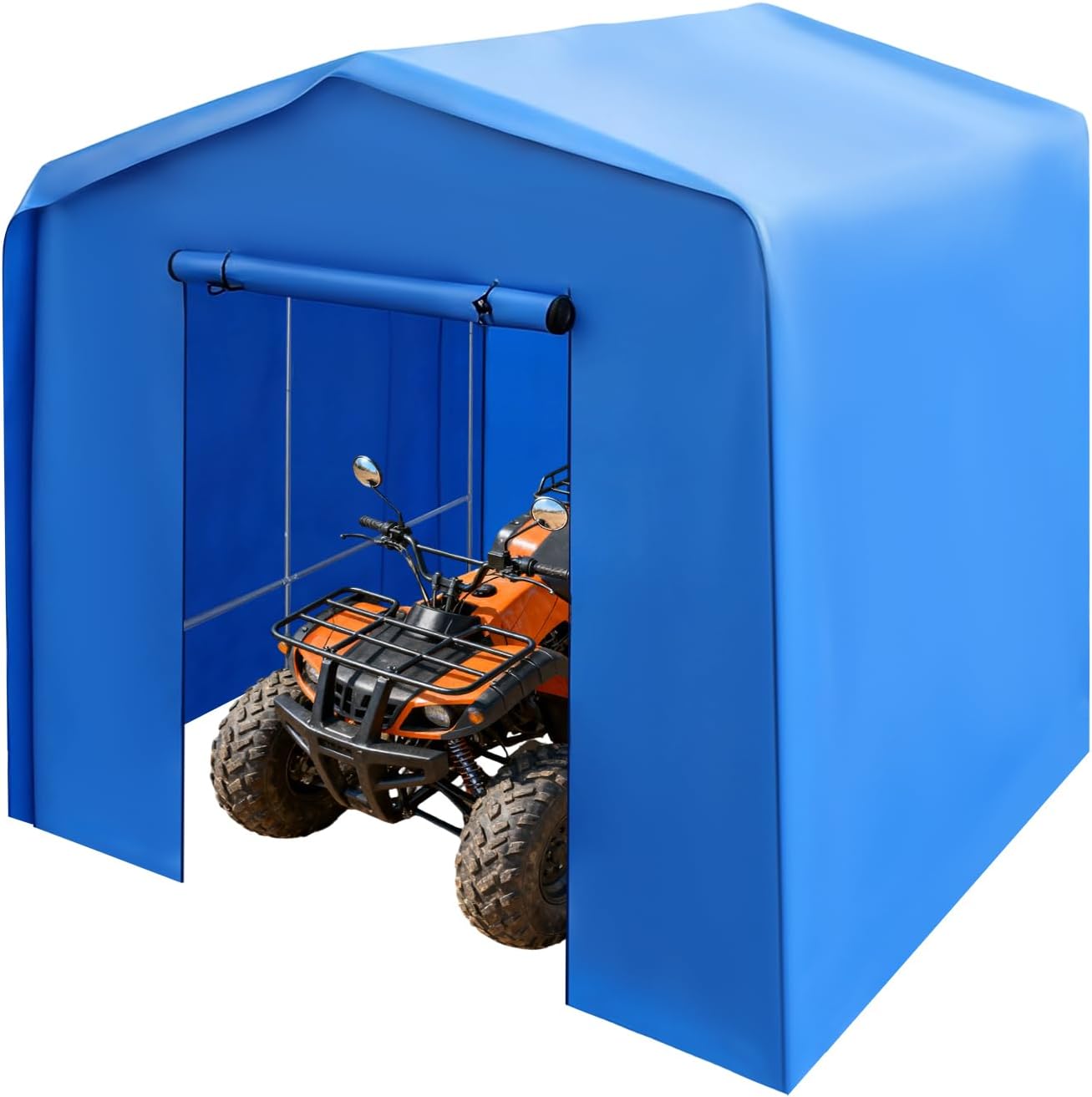 12x12x8ft Outdoor Storage Sheds with Roll-Up Door, Waterproof Carport, Canopy Shelter for Motorcycle, Bike, Lawn Mowers & Tools, Metal Frame Portable Garage with Peak Roof