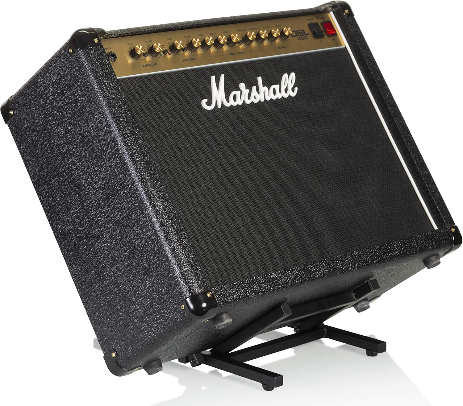 Gator Amp Stand for 50lb Combo Amps and Rok-It 3 Electric Guitar Rack with Folding Design, Black