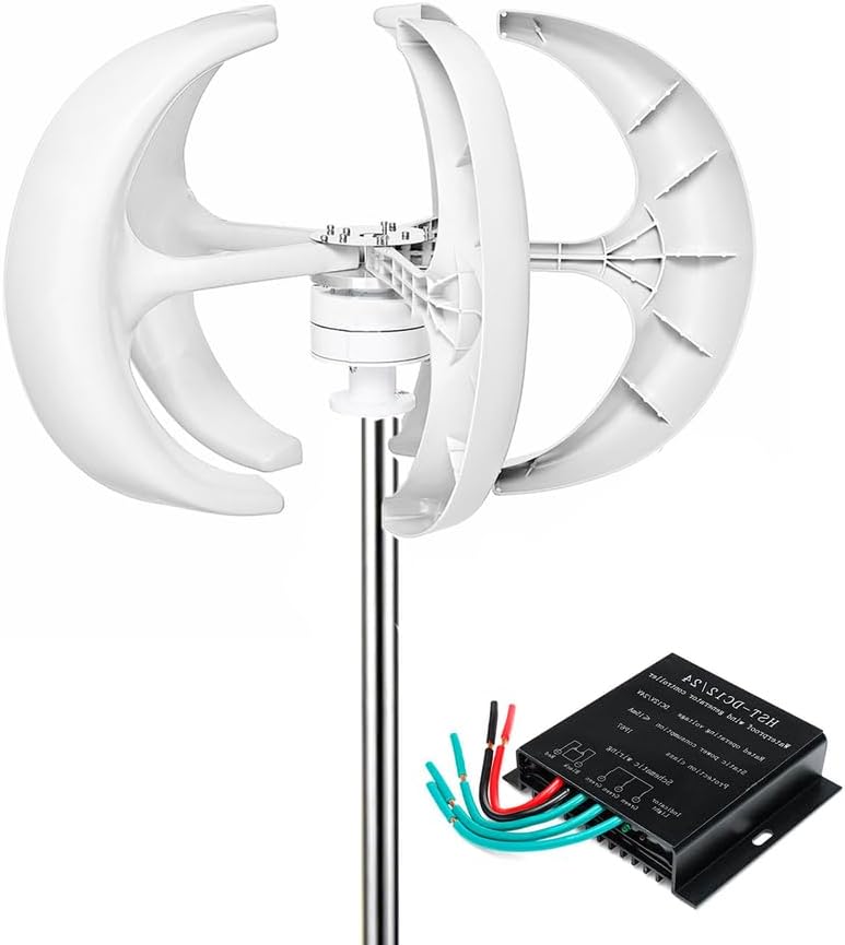 8000W Vertical Wind Generator Kit 12V 24V 48V 220V 5 Blade Windmill Generator Suit for Hybrid Solar Wind System(with Charge Controller)