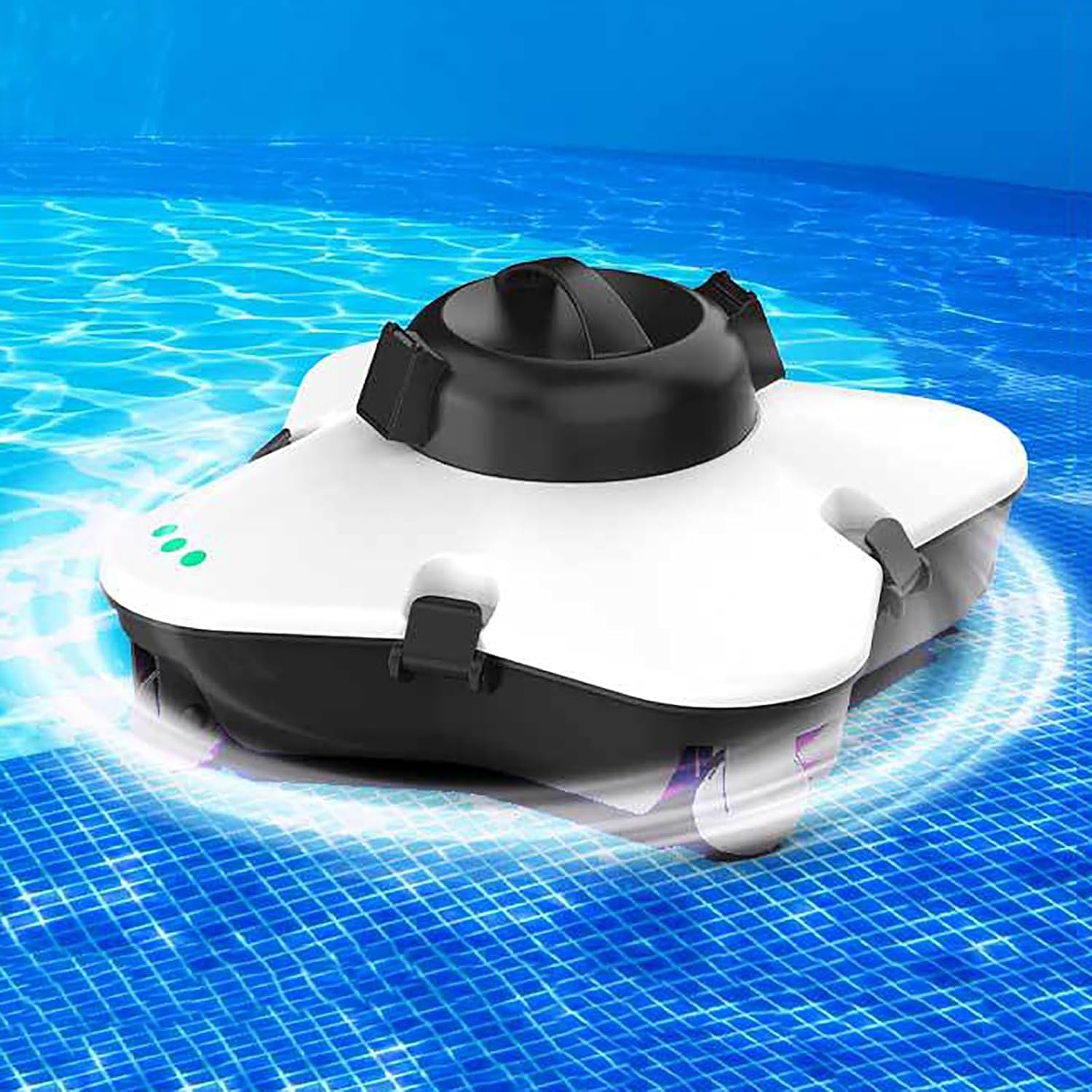 Cordless Robotic Pool Cleaner, Pool Robot Vacuum with 7500mAh Battery and Dual-Drive Motors, 260 Mins Runtime and Clean Up to 1000 Sq.Ft, Self-Parking Technology, for Above/In Ground Pool