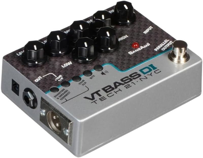 Tech 21 SansAmp VT Bass DI Pedal Bundle w/ 2x Strukture Patch Cables, 12x Guitar Picks & Liquid Audio Polishing Cloth CS-VTB-DI